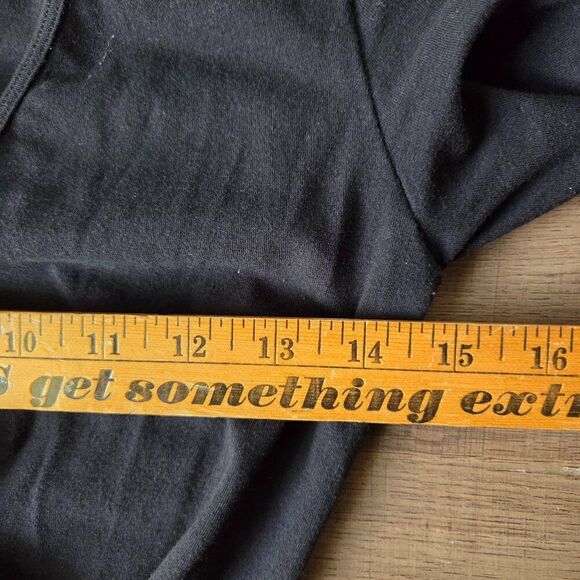 EUC AMERICAN APPAREL BLACK DEEP SURPLICE V NECK LONGSLEEVES BODYSUIT SZ M - Picture 12 of 13